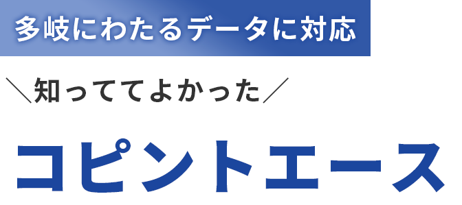 多岐にわたるデータに対応 知っててよかった コピントエース
